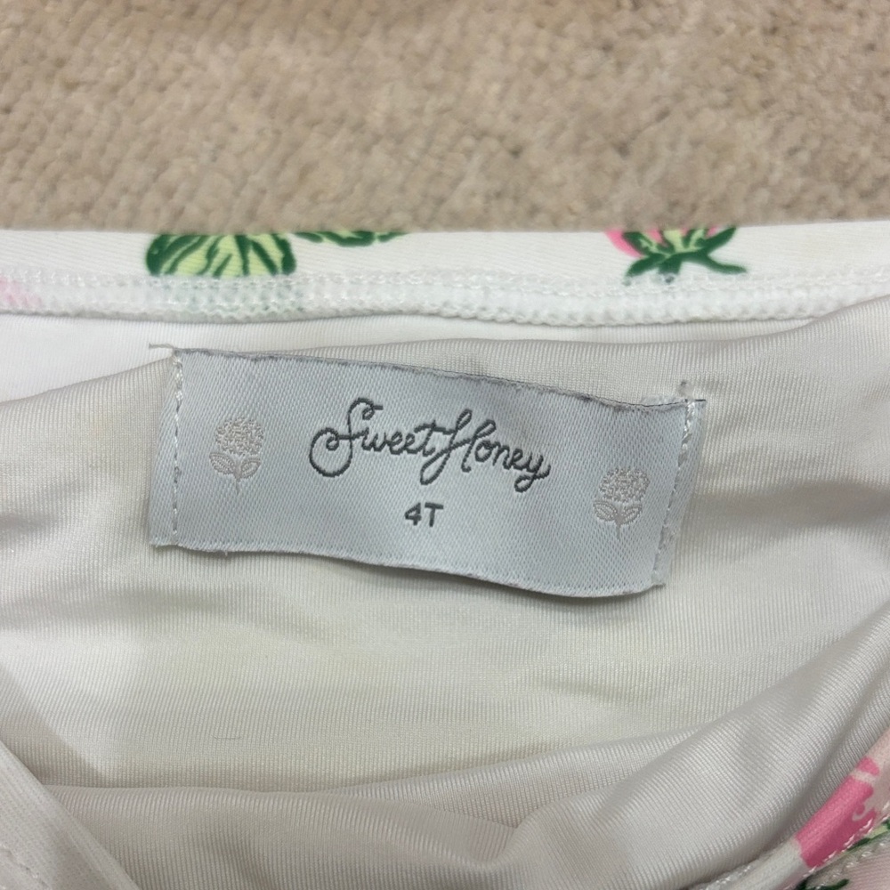 Sweet Honey- Girls Two-Piece Strawberry Print Tankini with Pink Gingham Ruffle - Picture 2 of 9